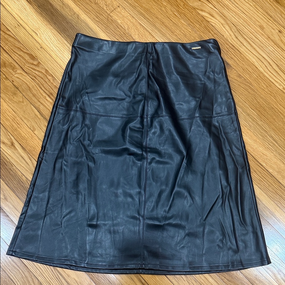Marc New York Black A-Line Leather Skirt